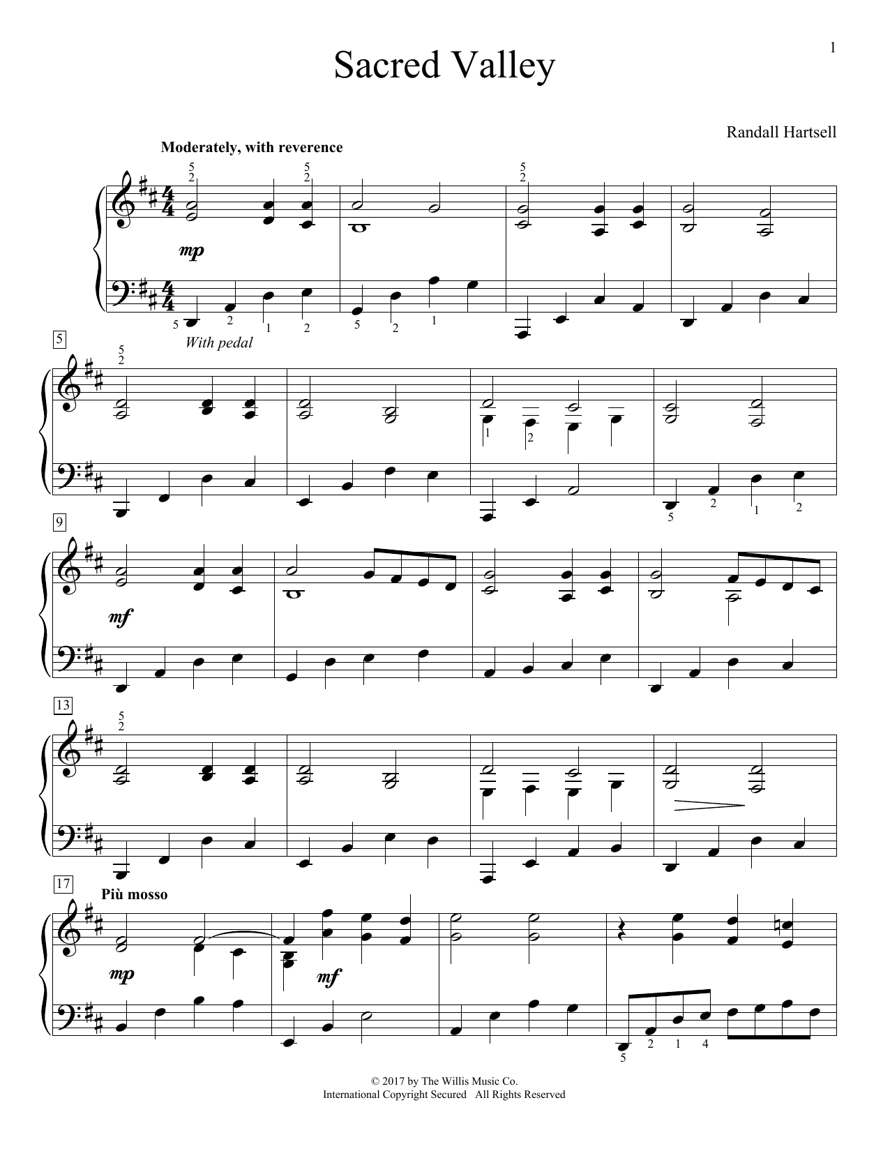 Randall Hartsell Sacred Valley sheet music notes and chords. Download Printable PDF.