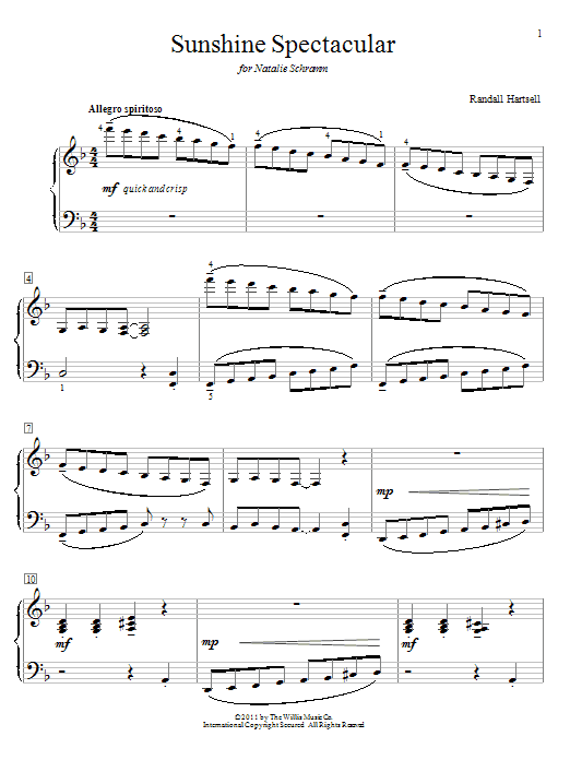 Randall Hartsell Sunshine Spectacular sheet music notes and chords. Download Printable PDF.