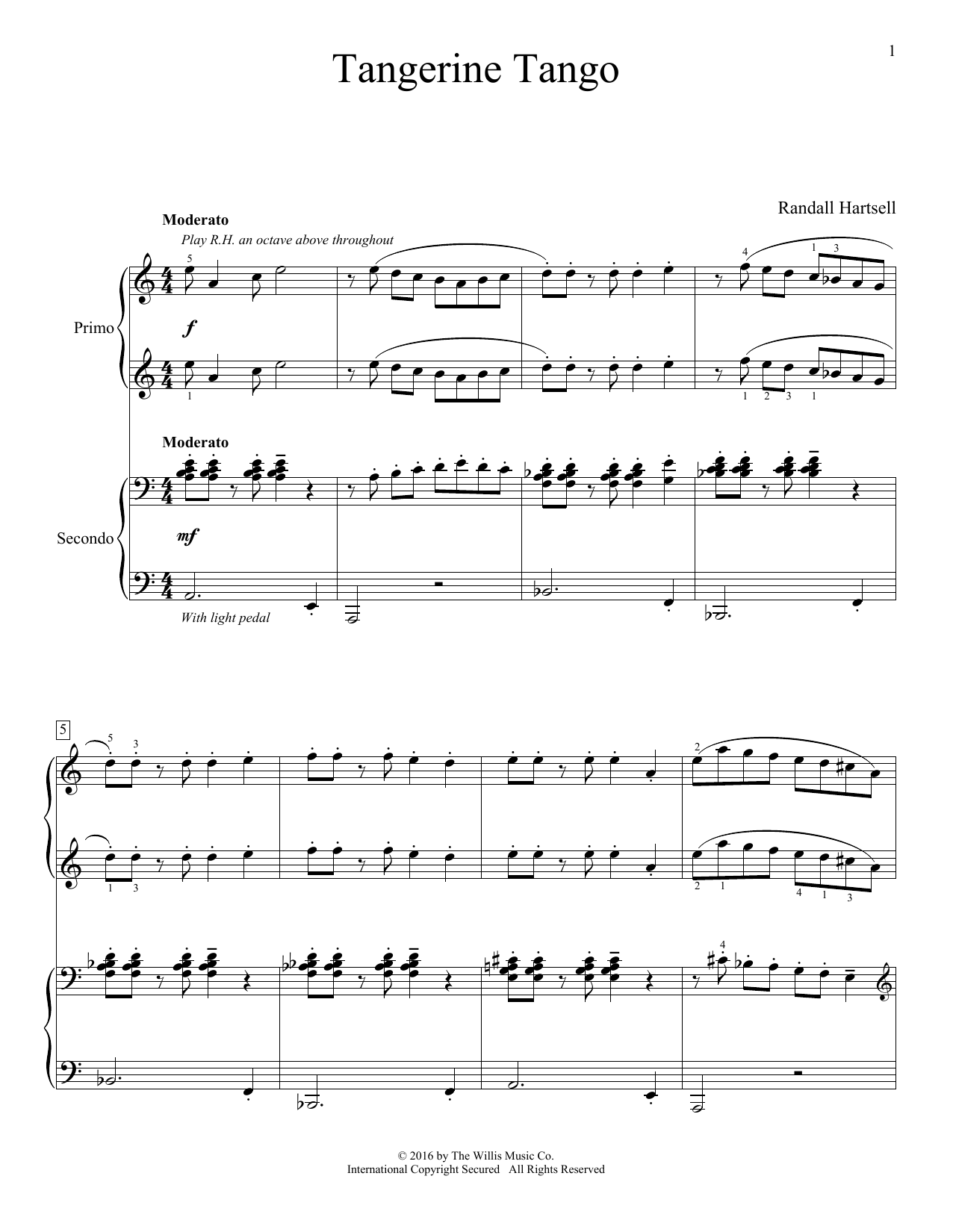 Randall Hartsell Tangerine Tango sheet music notes and chords. Download Printable PDF.