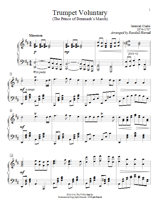 Randall Hartsell Trumpet Voluntary sheet music notes and chords. Download Printable PDF.