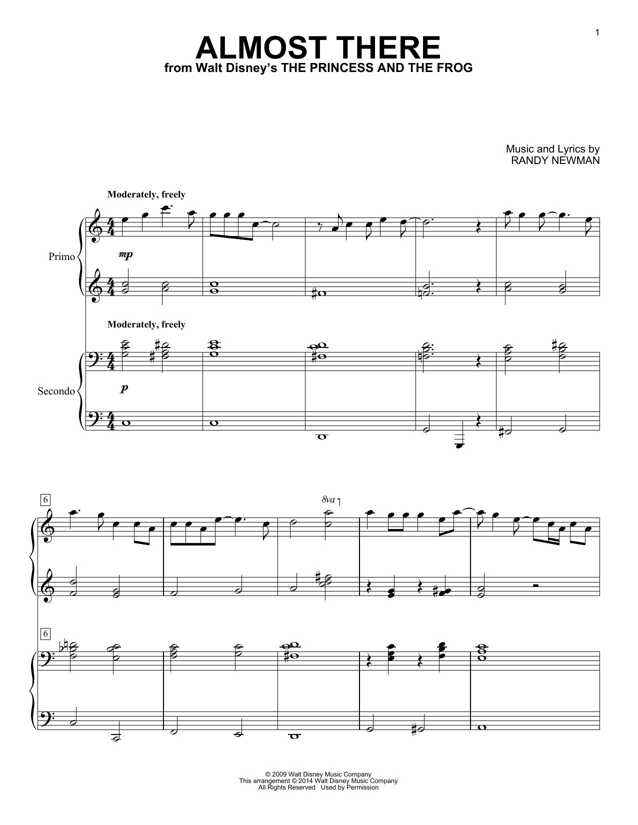 Randy Newman Almost There sheet music notes and chords. Download Printable PDF.