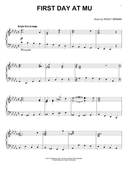 Learn to play Randy Newman First Day At MU (from Monsters University) sheet music for Piano Solo in minutes. Randy Newman First Day At MU (from Monsters University) sheet music notes and chords. Download Printable PDF.