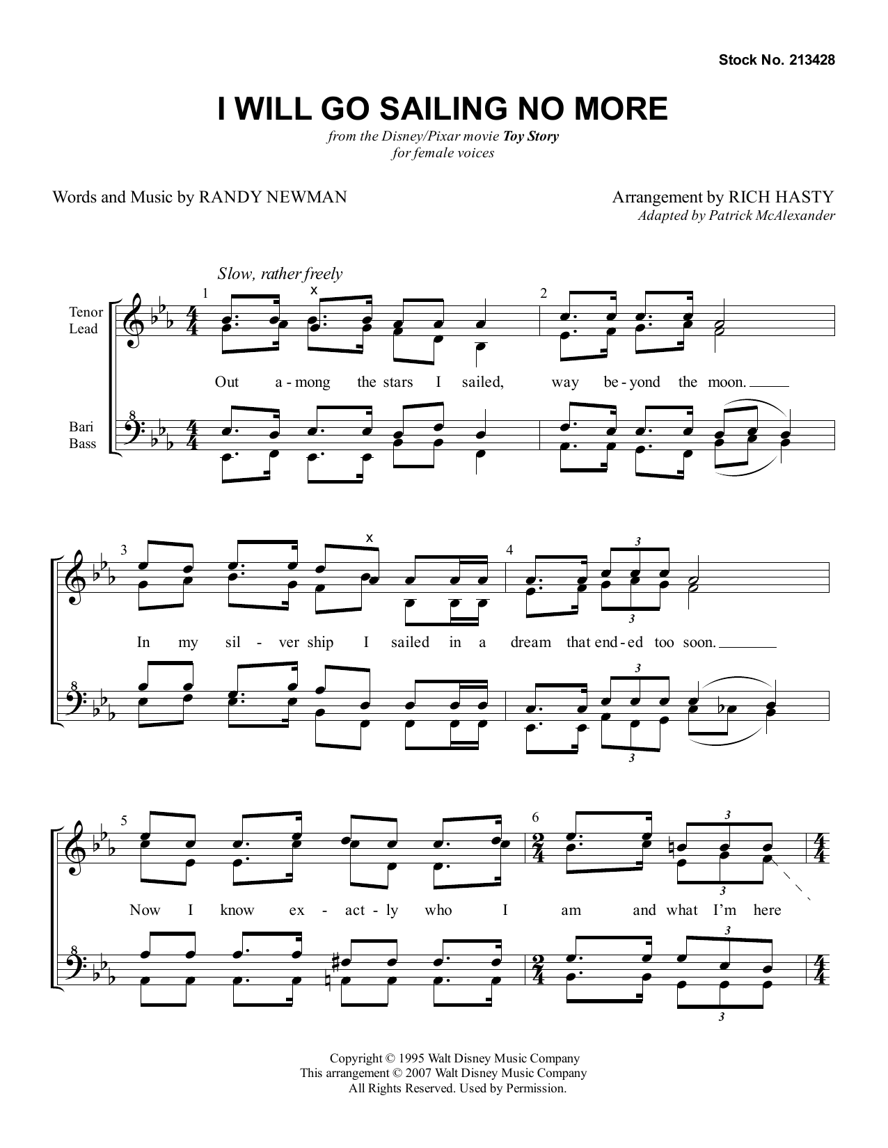 Learn to play Randy Newman I Will Go Sailing No More (arr. Richard Hasty) sheet music for SATB Choir in minutes. Price: 3.9900$ Randy Newman I Will Go Sailing No More (arr. Richard Hasty) sheet music notes and chords arranged for SATB Choir