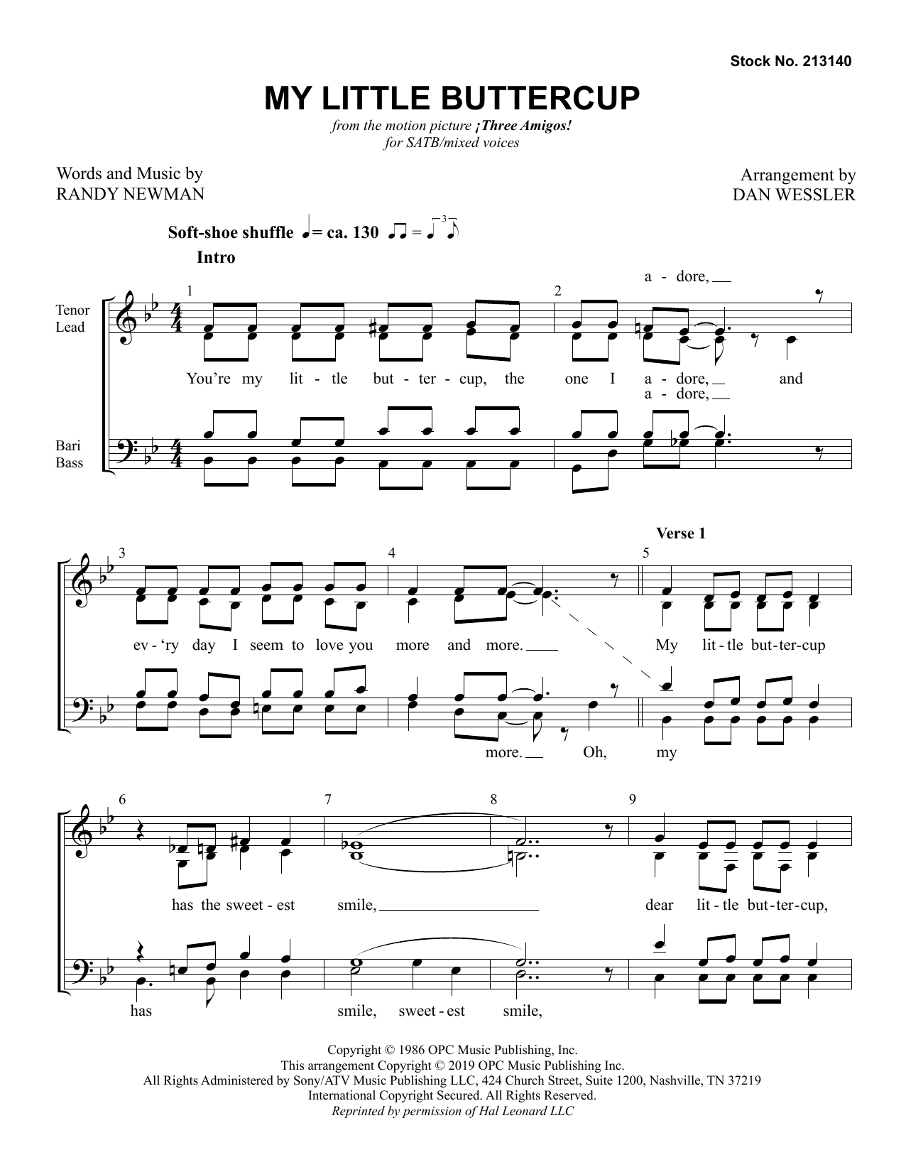 Learn to play Randy Newman My Little Buttercup (arr. Dan Wessler) sheet music for TTBB Choir in minutes. Price: 3.9900$ Randy Newman My Little Buttercup (arr. Dan Wessler) sheet music notes and chords arranged for TTBB Choir