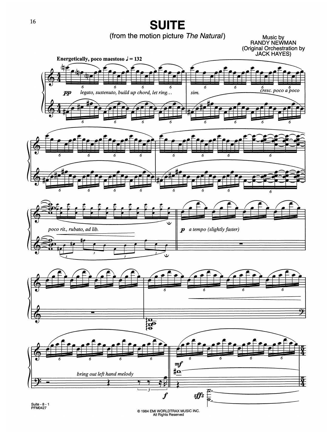 Randy Newman The Natural sheet music notes and chords. Download Printable PDF.