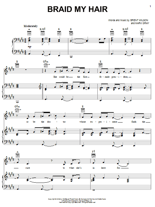 Randy Owen Braid My Hair sheet music notes and chords. Download Printable PDF.