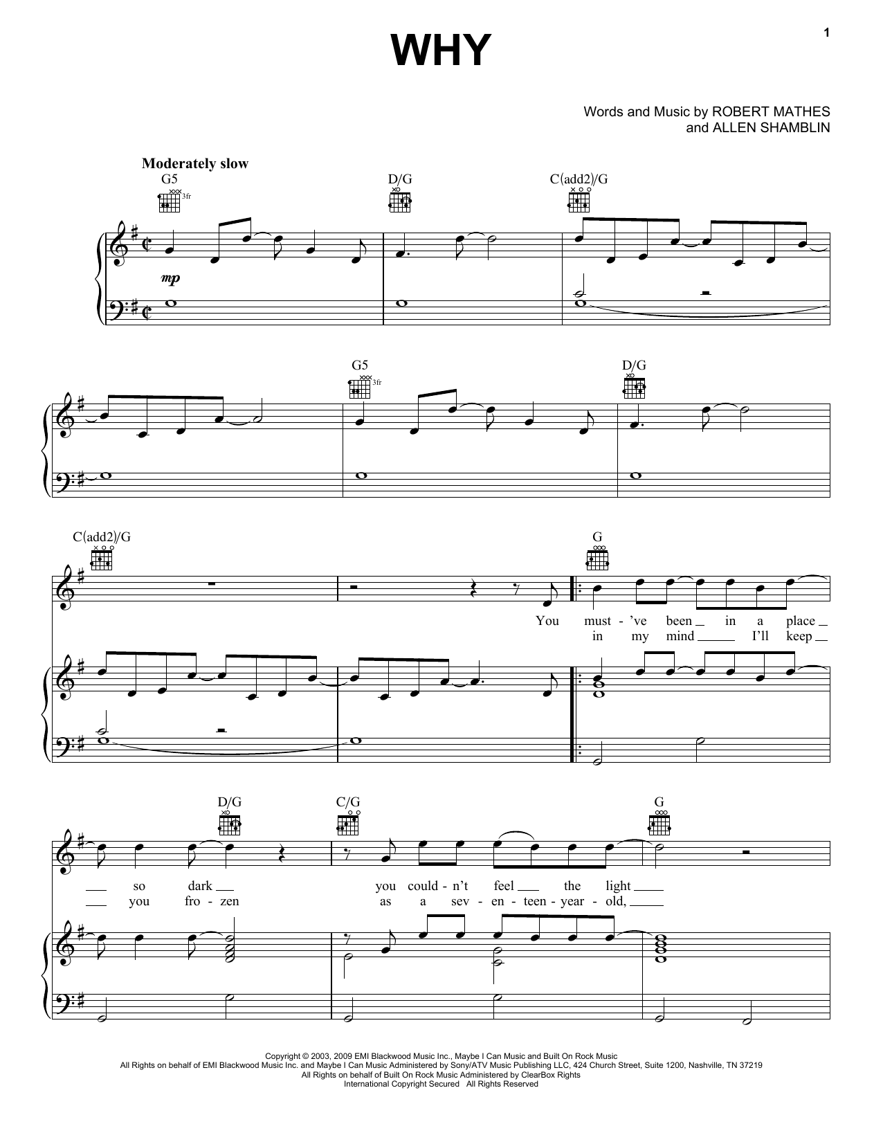 Rascal Flatts Why sheet music notes and chords. Download Printable PDF.