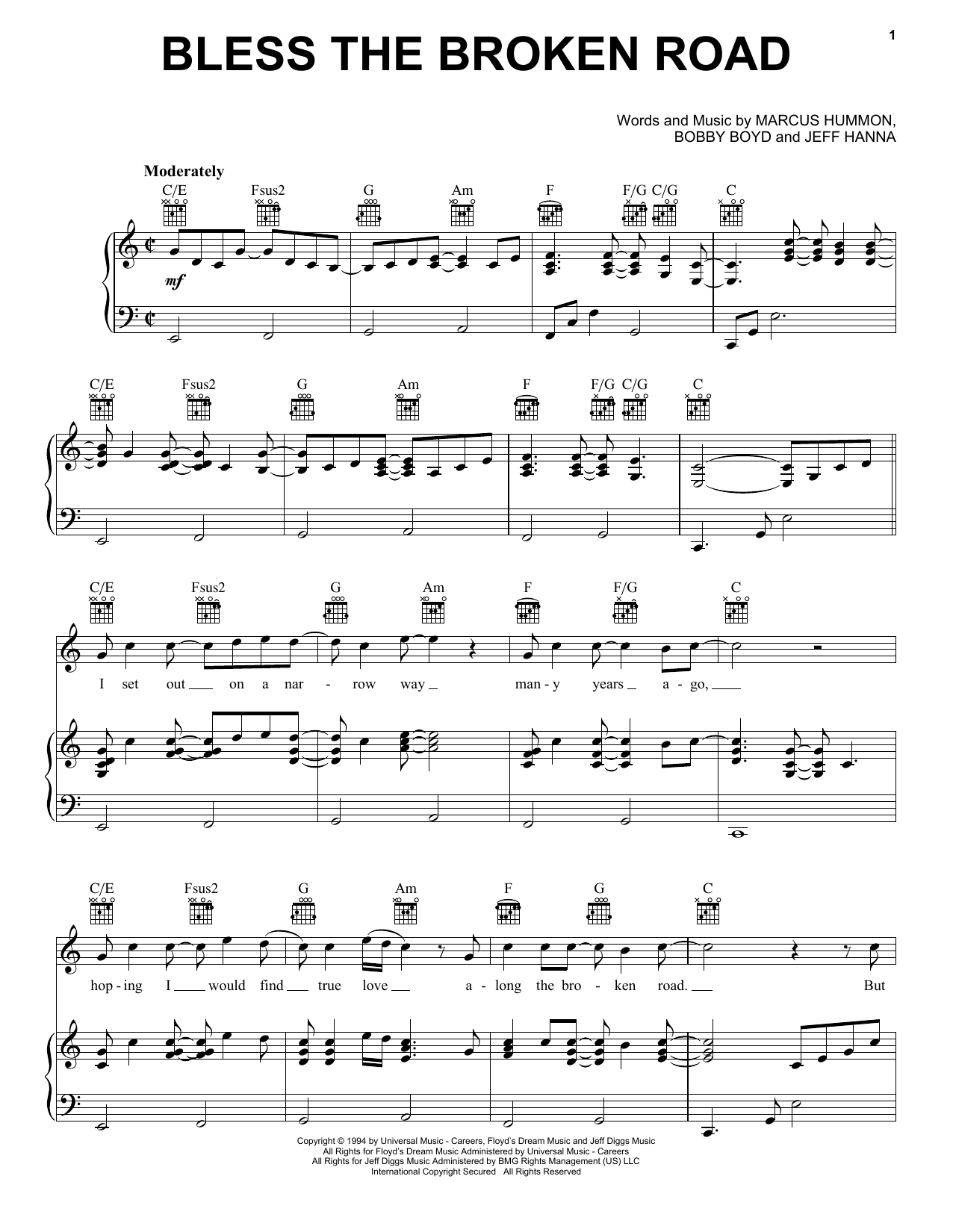 Rascal Flatts Bless The Broken Road sheet music notes and chords. Download Printable PDF.