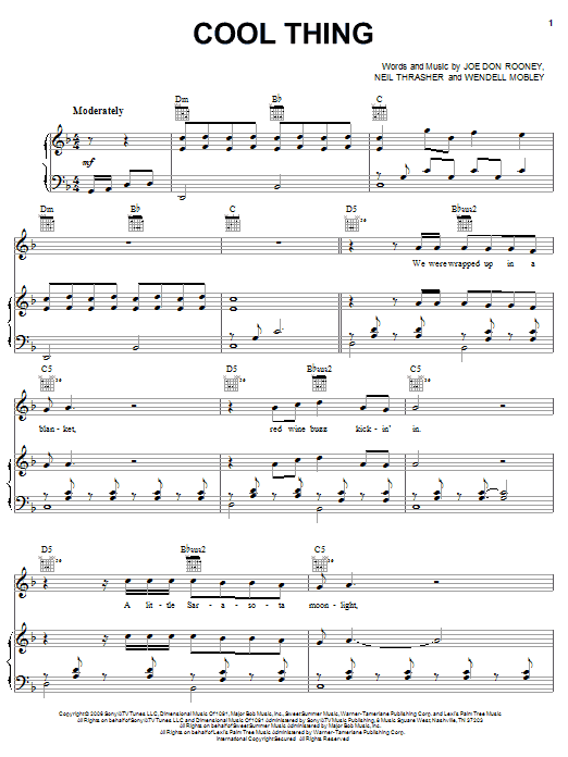 Learn to play Rascal Flatts Cool Thing sheet music for Piano, Vocal & Guitar (Right-Hand Melody) in minutes. Rascal Flatts Cool Thing sheet music notes and chords. Download Printable PDF.