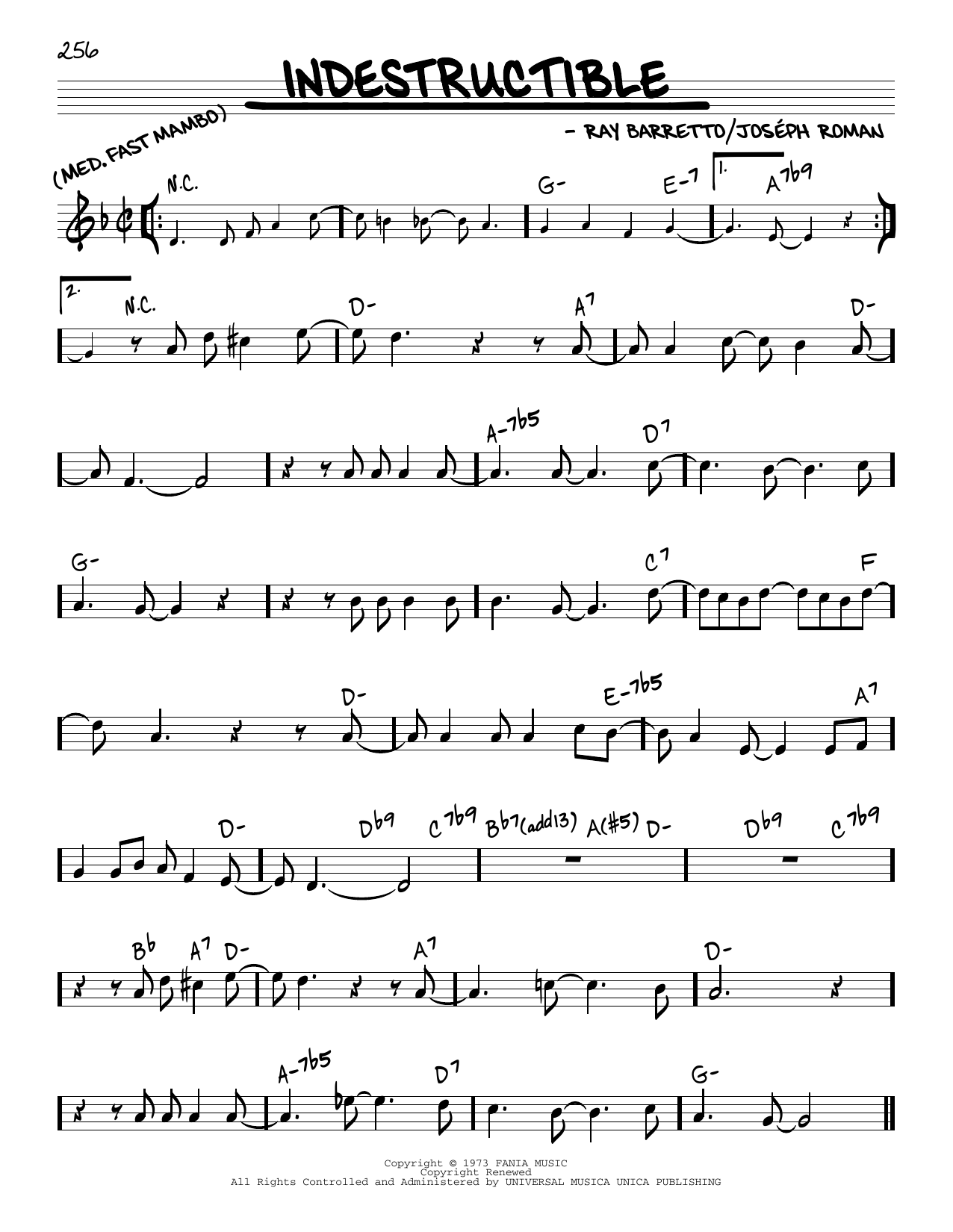 Learn to play Ray Barretto Indestructible sheet music for Real Book – Melody & Chords in minutes. Ray Barretto Indestructible sheet music notes and chords. Download Printable PDF.