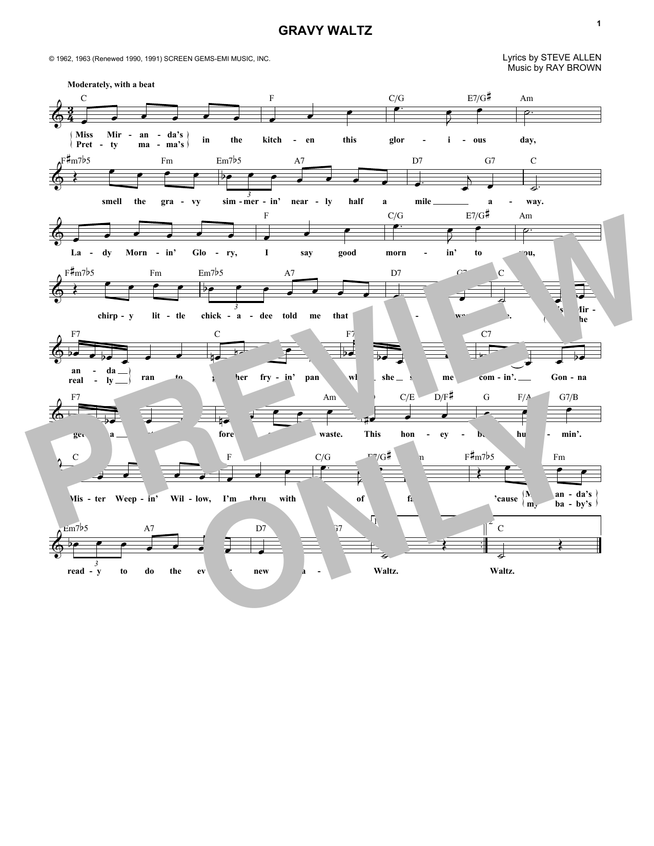 Ray Brown Gravy Waltz sheet music notes and chords. Download Printable PDF.