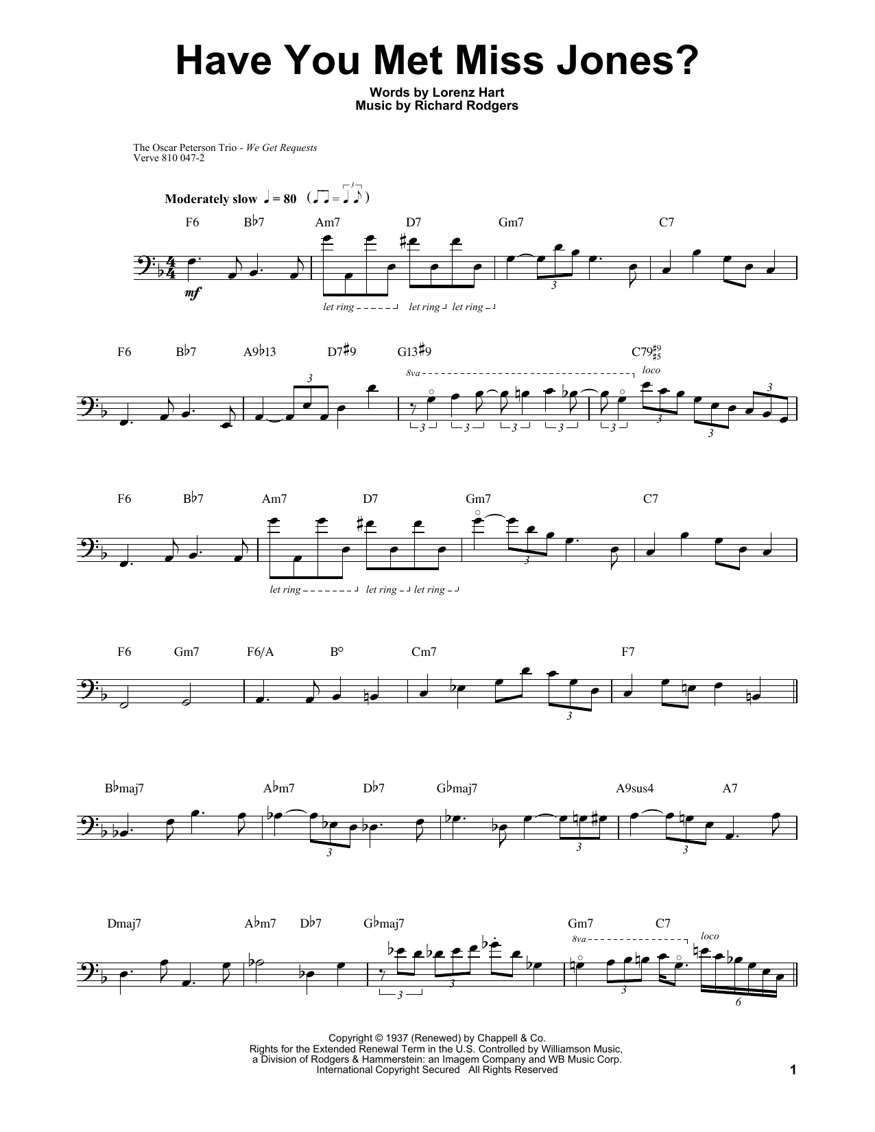 Ray Brown Have You Met Miss Jones? sheet music notes and chords. Download Printable PDF.
