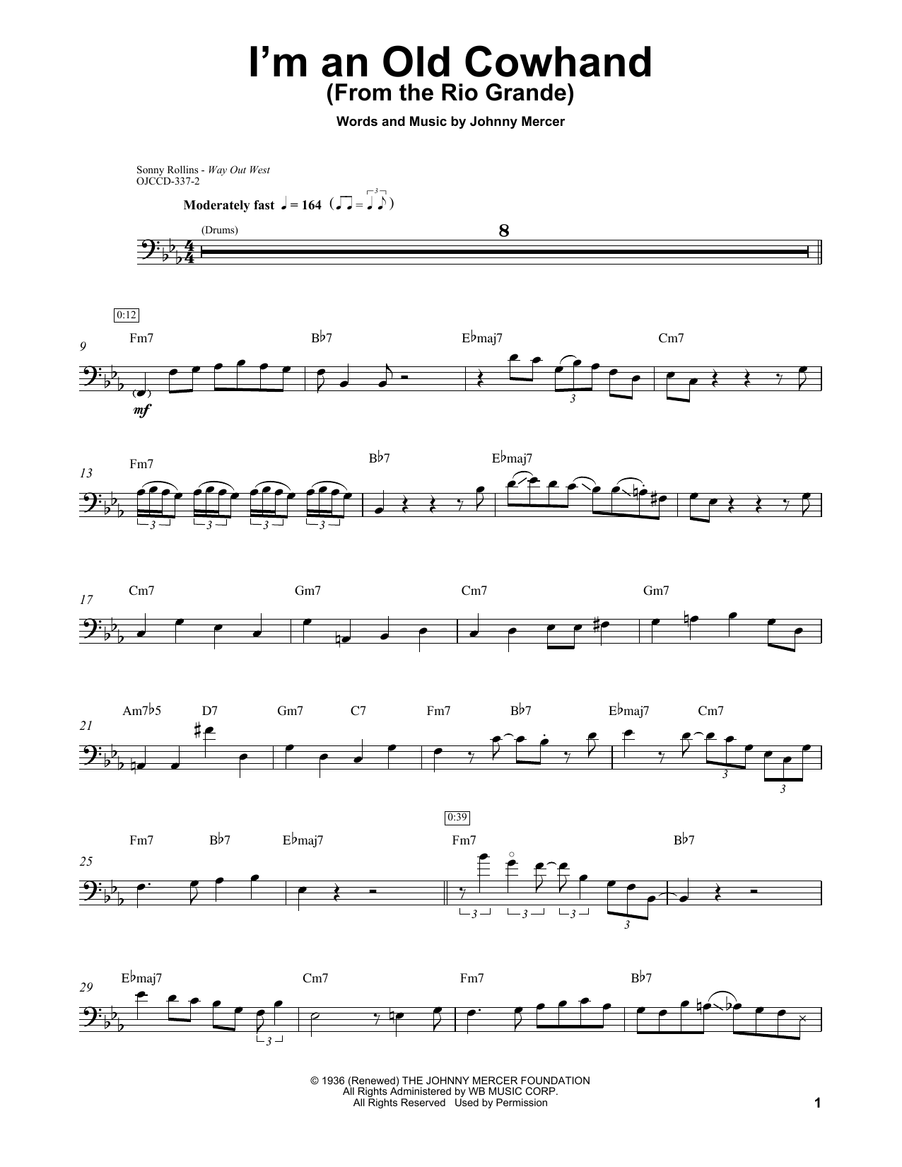 Learn to play Ray Brown I'm An Old Cowhand (From The Rio Grande) sheet music for String Bass Transcription in minutes. Price: 6.9900$ Ray Brown I'm An Old Cowhand (From The Rio Grande) sheet music notes and chords arranged for String Bass Transcription