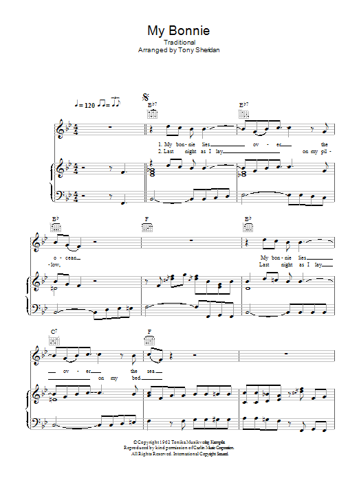 Ray Charles My Bonnie sheet music notes and chords. Download Printable PDF.