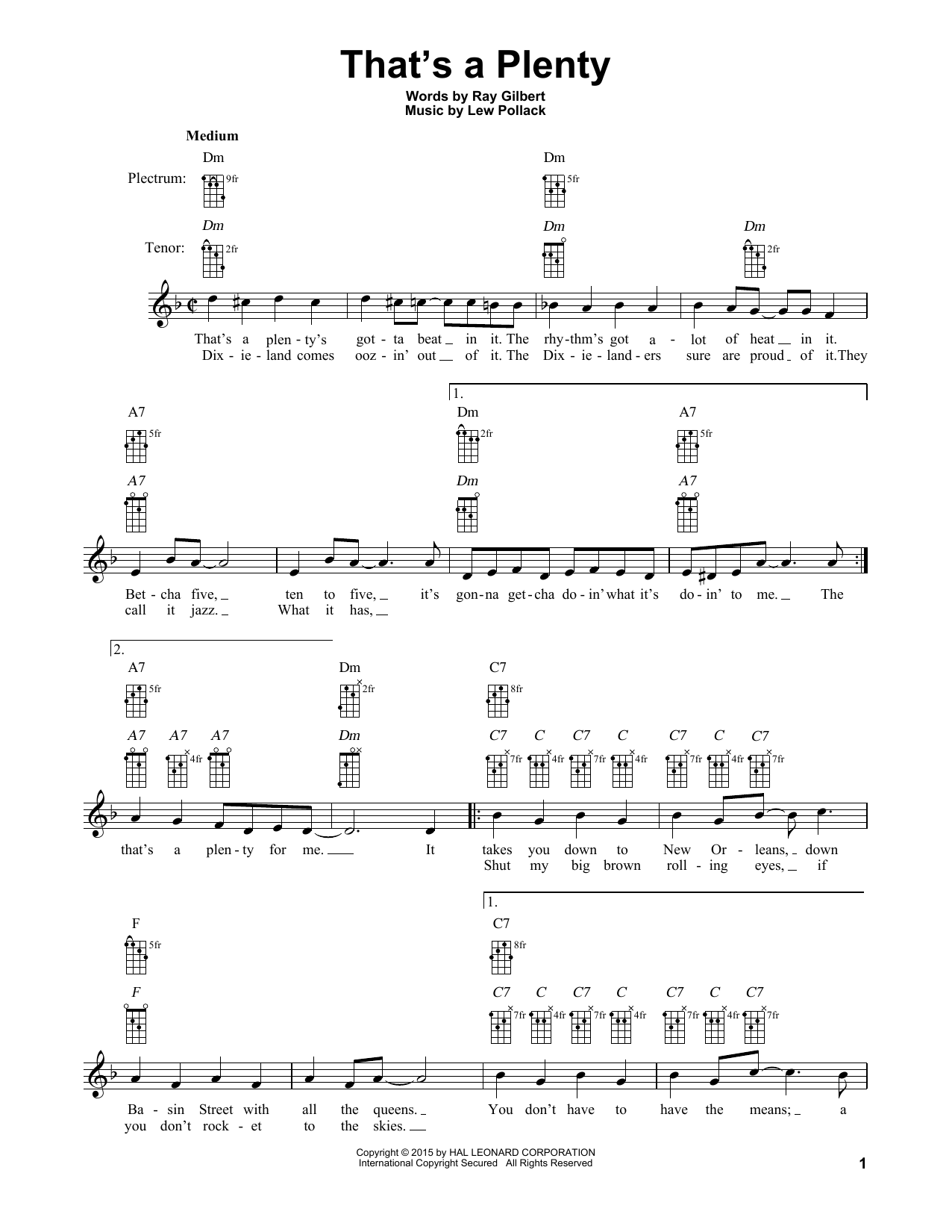Learn to play Ray Gilbert That's A Plenty sheet music for Banjo Tab in minutes. Price: 7.8900$ Ray Gilbert That's A Plenty sheet music notes and chords arranged for Banjo Tab