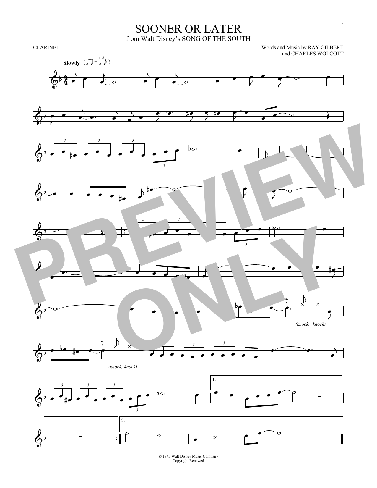 Learn to play Ray Gilbert Sooner Or Later sheet music for Flute Solo in minutes. Price: 4.4900$ Ray Gilbert Sooner Or Later sheet music notes and chords arranged for Flute Solo