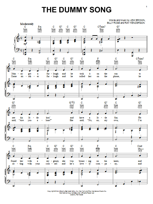 Ray Henderson The Dummy Song sheet music notes and chords. Download Printable PDF.