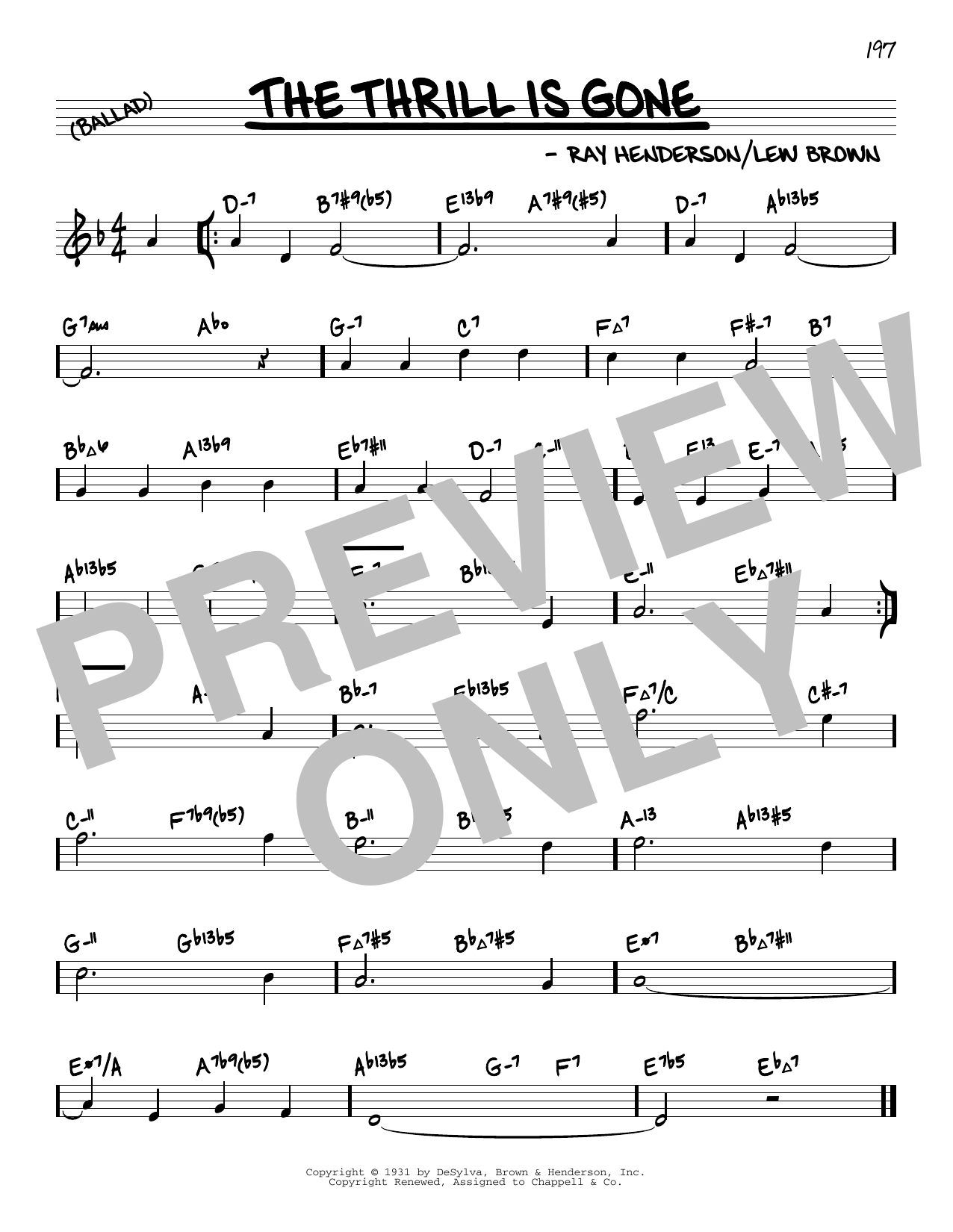 Learn to play Ray Henderson The Thrill Is Gone (arr. David Hazeltine) sheet music for Real Book – Enhanced Chords in minutes. Price: 5.9900$ Ray Henderson The Thrill Is Gone (arr. David Hazeltine) sheet music notes and chords arranged for Real Book – Enhanced Chords