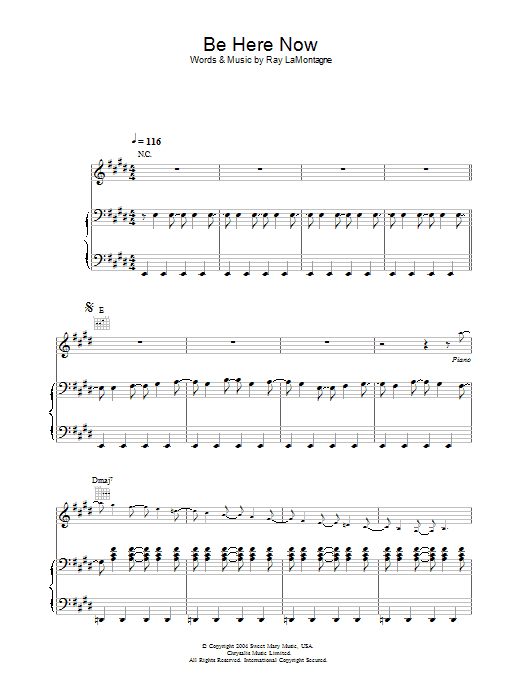 Ray LaMontagne Be Here Now sheet music notes and chords arranged for Guitar Tab