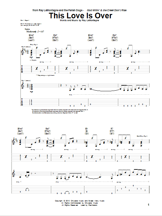 Ray Lamontagne And The Pariah Dogs This Love Is Over Sheet Music Pdf Notes Chords Pop Score Guitar Tab Download Printable Sku Ray Lamontagne And The Pariah Dogs This Love Is Over Sheet Music Pdf Notes Chords Pop Score Guitar Tab Download Printable Sku