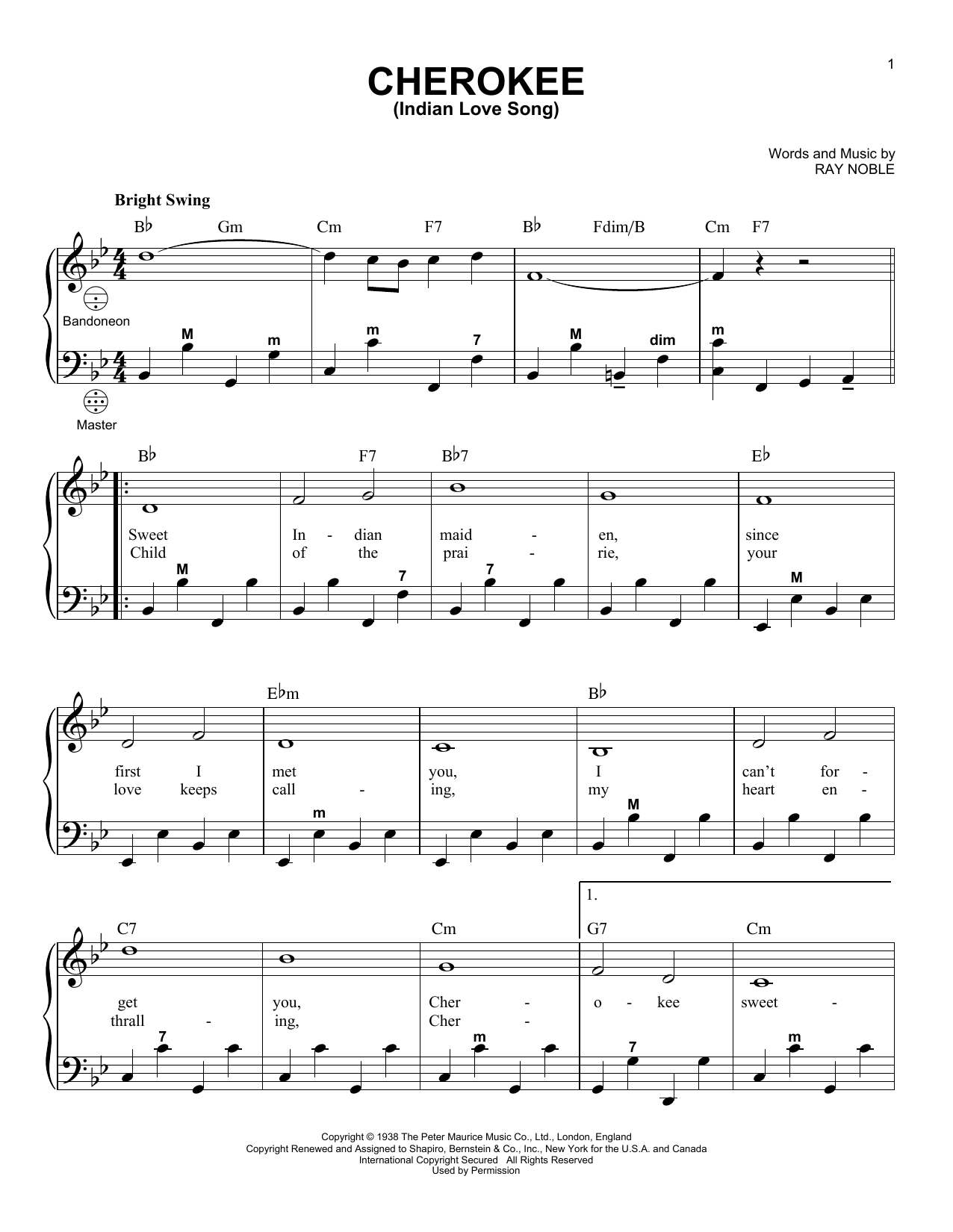 Learn to play Gary Meisner Cherokee (Indian Love Song) sheet music for Accordion in minutes. Price: 7.8900$ Gary Meisner Cherokee (Indian Love Song) sheet music notes and chords arranged for Accordion