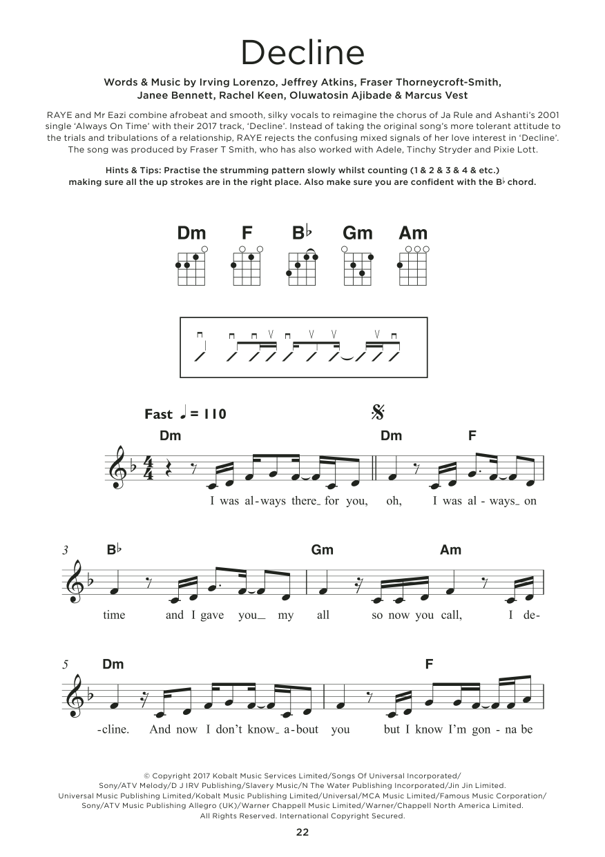 RAYE and Mr Eazi Decline sheet music notes and chords. Download Printable PDF.