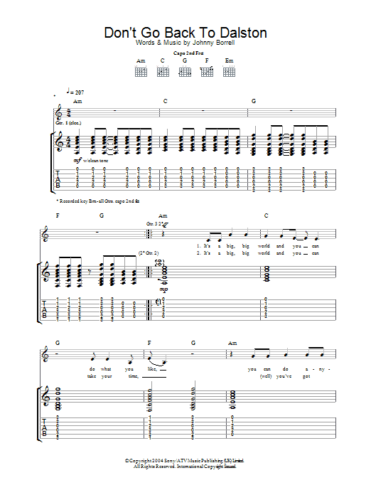 Learn to play Razorlight Don't Go Back To Dalston sheet music for Guitar Tab in minutes. Razorlight Don't Go Back To Dalston sheet music notes and chords. Download Printable PDF.