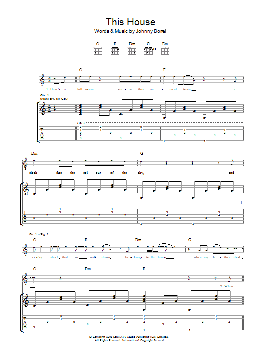 Razorlight The House sheet music notes and chords arranged for Guitar Tab