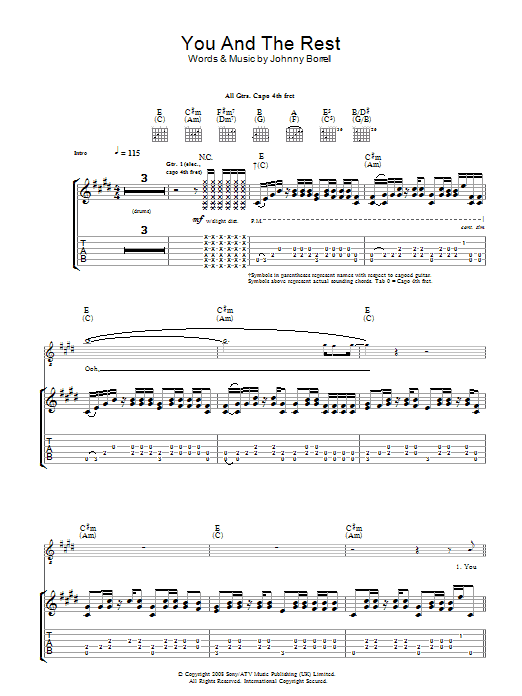Learn to play Razorlight You And The Rest sheet music for Guitar Tab in minutes. Price: 7.8900$ Razorlight You And The Rest sheet music notes and chords arranged for Guitar Tab