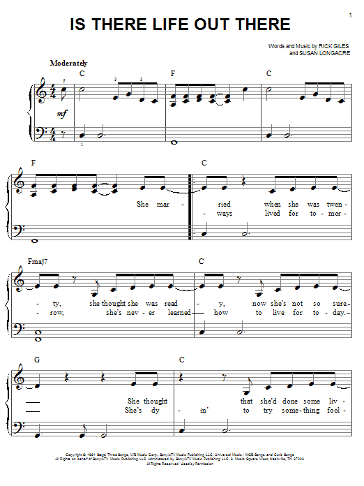 Learn to play Reba McEntire Is There Life Out There sheet music for Easy Piano in minutes. Price: 6.9900$ Reba McEntire Is There Life Out There sheet music notes and chords arranged for Easy Piano