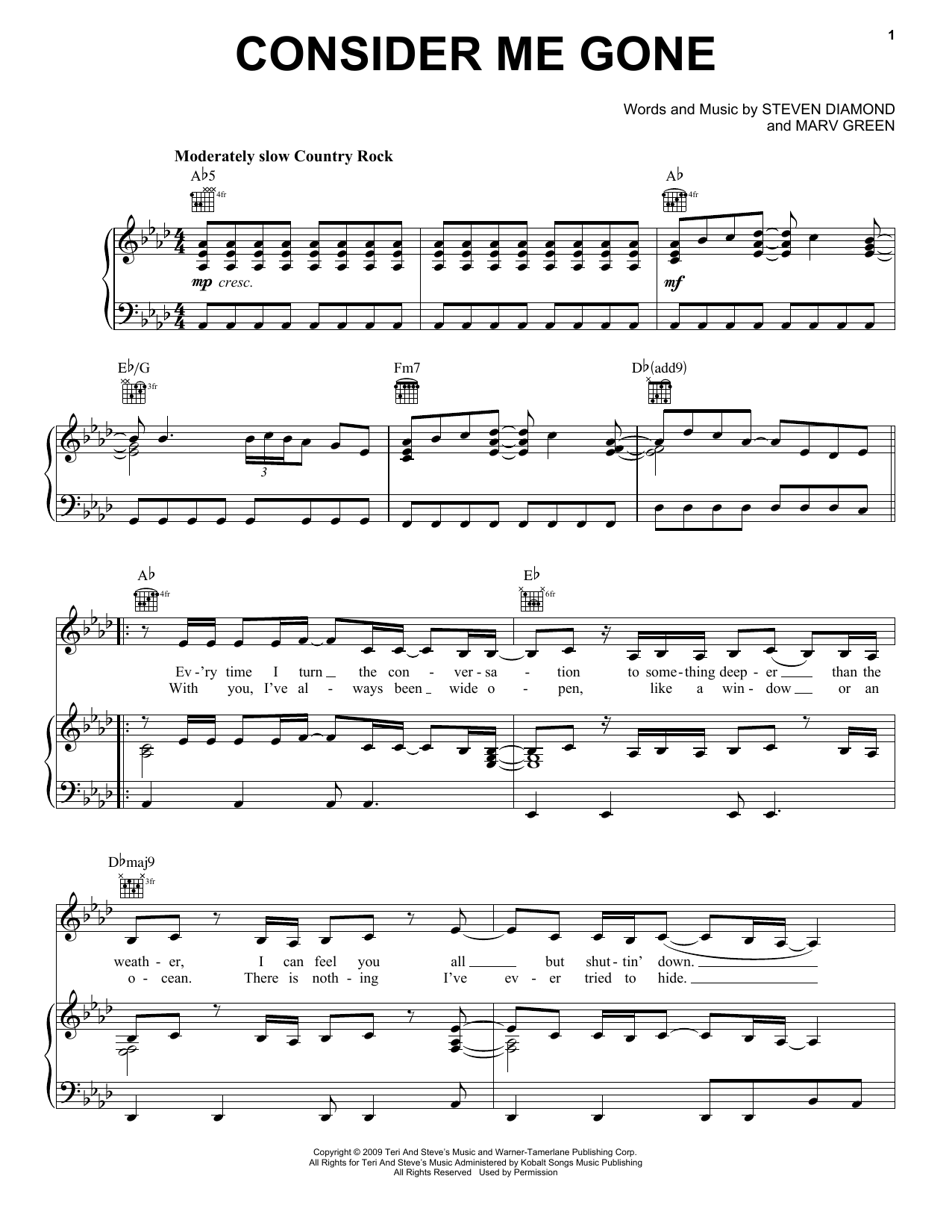 Reba McEntire Consider Me Gone sheet music notes and chords. Download Printable PDF.