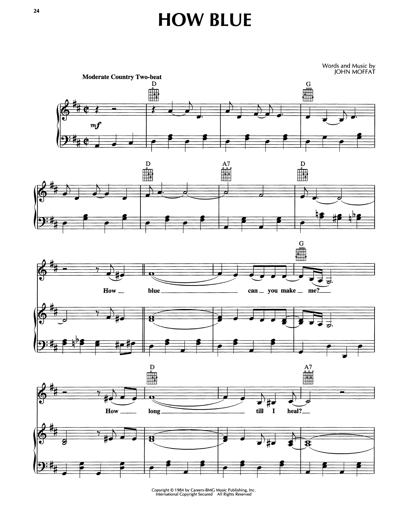 Reba McEntire How Blue sheet music notes and chords. Download Printable PDF.