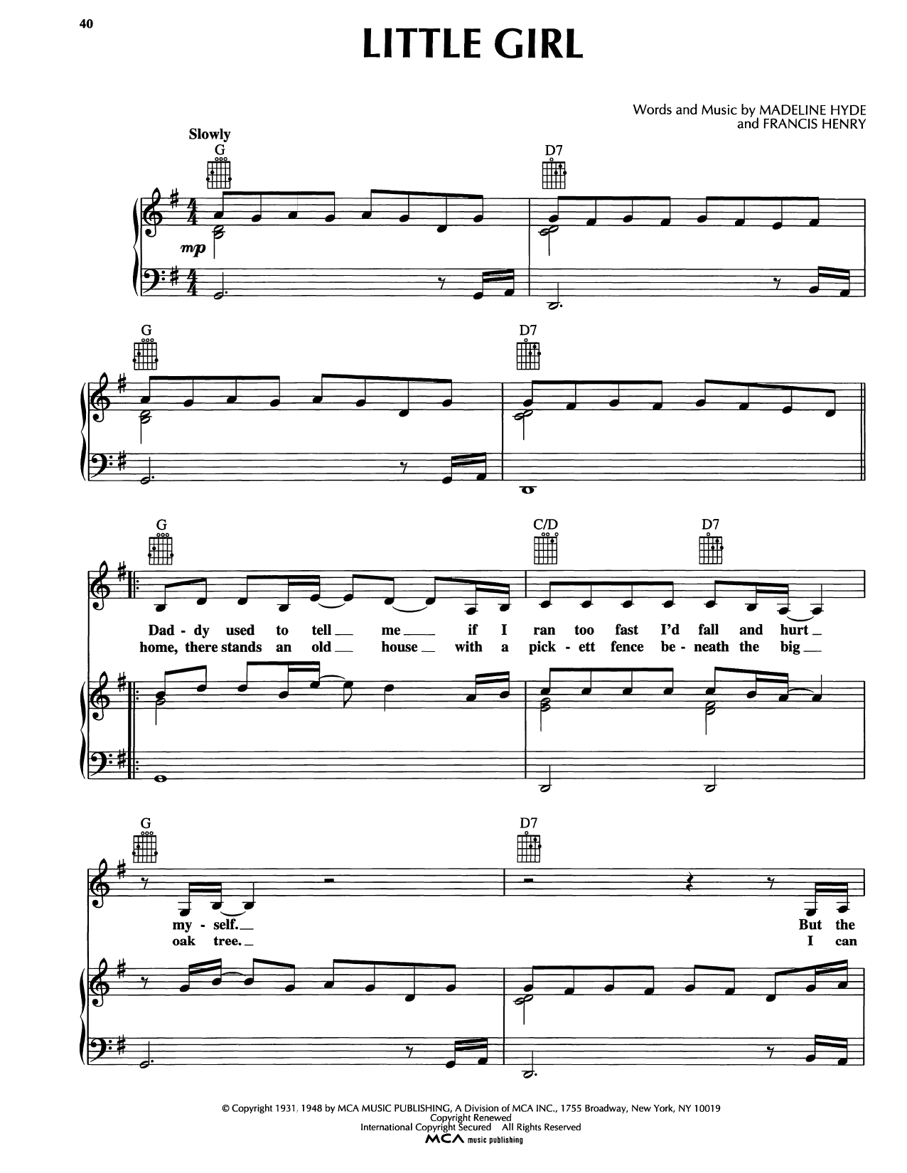 Reba McEntire Little Girl sheet music notes and chords. Download Printable PDF.