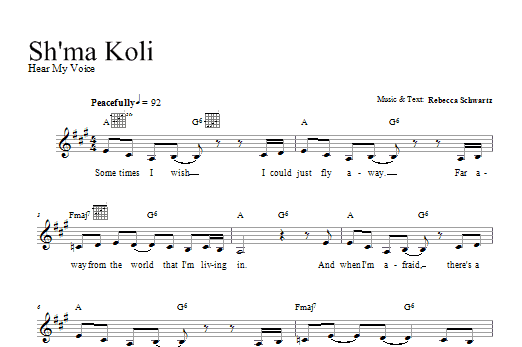 Rebecca Schwartz Sh'ma Koli sheet music notes and chords. Download Printable PDF.