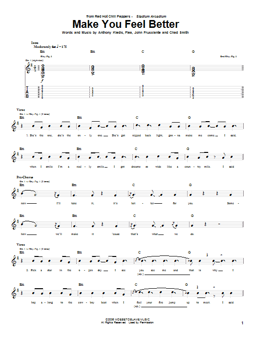 Red Hot Chili Peppers Make You Feel Better sheet music notes and chords - Download Printable PDF and start playing in minutes.