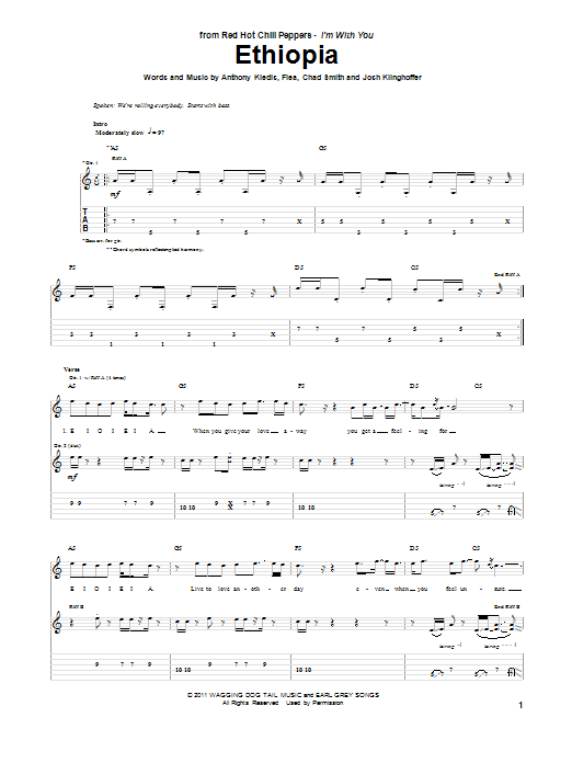 Learn to play Red Hot Chili Peppers Ethiopia sheet music for Guitar Tab in minutes. Price: 7.8900$ Red Hot Chili Peppers Ethiopia sheet music notes and chords arranged for Guitar Tab