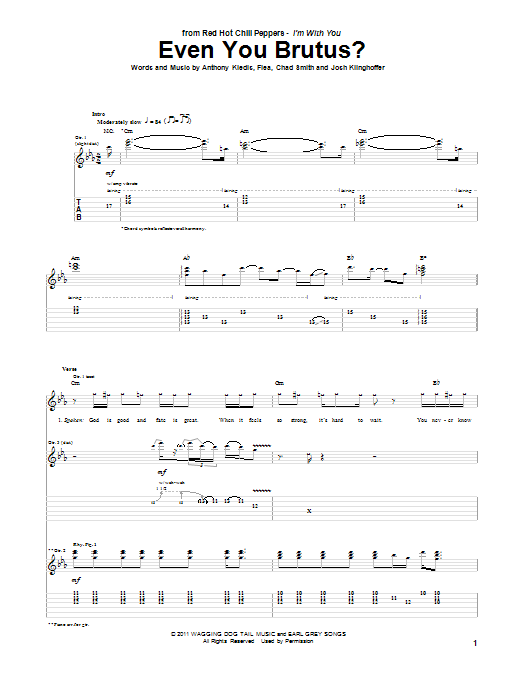 Learn to play Red Hot Chili Peppers Even You Brutus? sheet music for Bass Guitar Tab in minutes. Price: 7.8900$ Red Hot Chili Peppers Even You Brutus? sheet music notes and chords arranged for Bass Guitar Tab