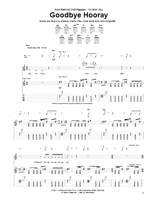 Learn to play Red Hot Chili Peppers Goodbye Hooray sheet music for Bass Guitar Tab in minutes. Price: 7.8900$ Red Hot Chili Peppers Goodbye Hooray sheet music notes and chords arranged for Bass Guitar Tab