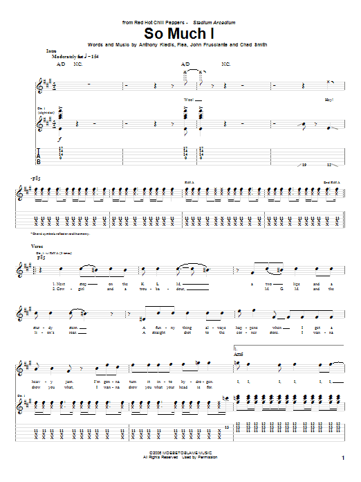 Learn to play Red Hot Chili Peppers So Much I sheet music for Bass Guitar Tab in minutes. Price: 7.8900$ Red Hot Chili Peppers So Much I sheet music notes and chords arranged for Bass Guitar Tab
