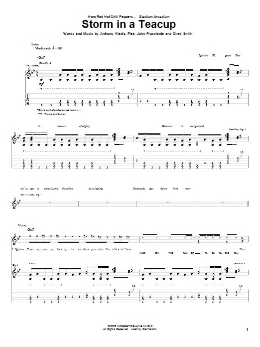 Learn to play Red Hot Chili Peppers Storm In A Teacup sheet music for Bass Guitar Tab in minutes. Price: 7.8900$ Red Hot Chili Peppers Storm In A Teacup sheet music notes and chords arranged for Bass Guitar Tab