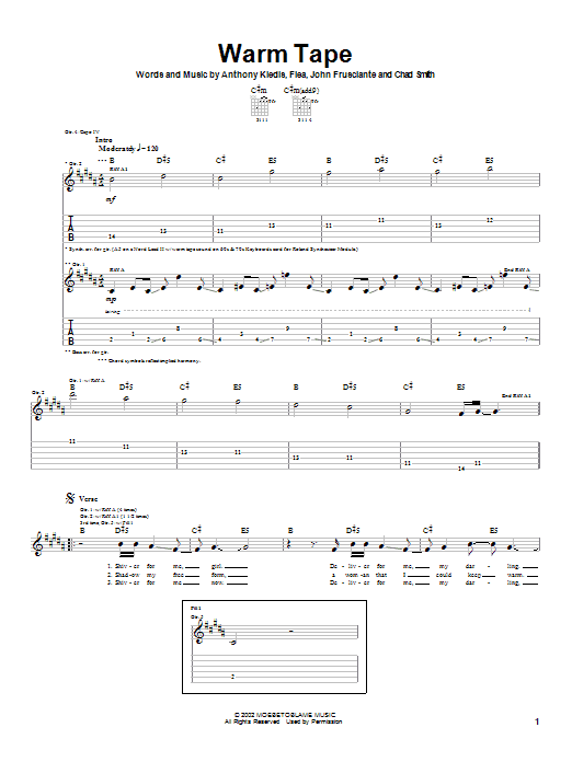 Learn to play Red Hot Chili Peppers Warm Tape sheet music for Bass Guitar Tab in minutes. Price: 7.8900$ Red Hot Chili Peppers Warm Tape sheet music notes and chords arranged for Bass Guitar Tab