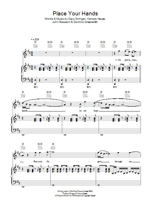 Learn to play Reef Place Your Hands sheet music for Piano, Vocal & Guitar in minutes. Reef Place Your Hands sheet music notes and chords. Download Printable PDF.