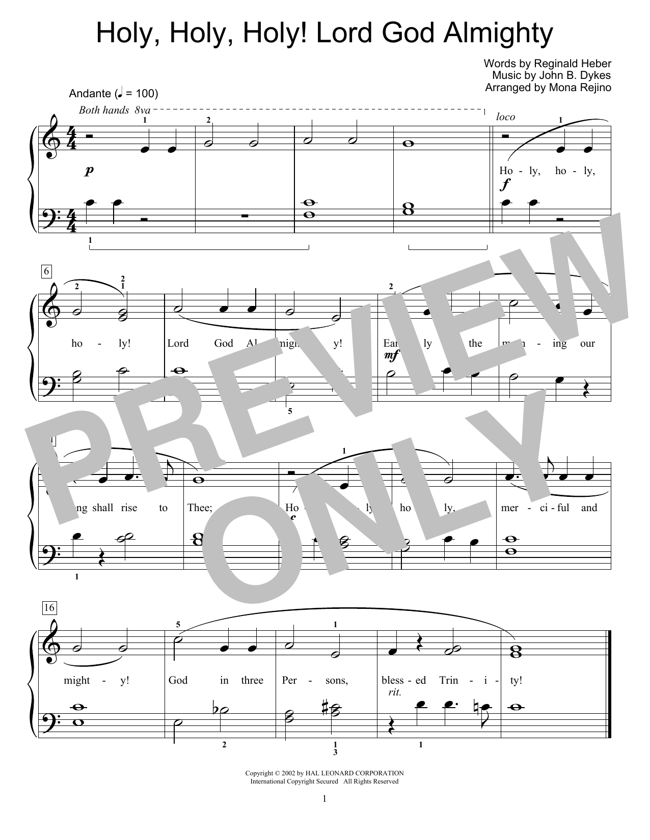 Learn to play Fred Kern Holy, Holy, Holy! Lord God Almighty sheet music for Educational Piano in minutes. Price: 6.9900$ Fred Kern Holy, Holy, Holy! Lord God Almighty sheet music notes and chords arranged for Educational Piano