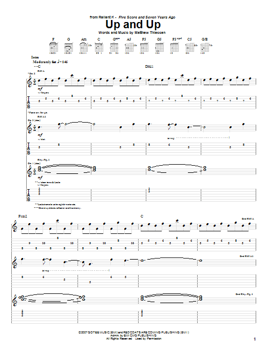 Learn to play Relient K Up And Up sheet music for Guitar Tab in minutes. Price: 7.8900$ Relient K Up And Up sheet music notes and chords arranged for Guitar Tab