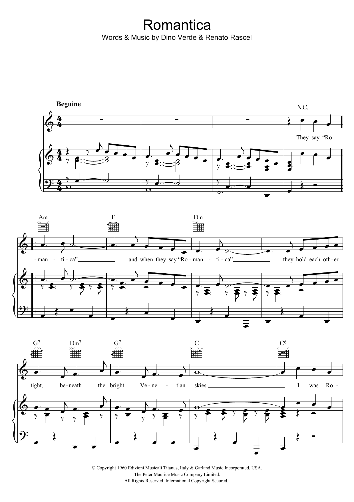 Renato Rascel Romantica sheet music notes and chords. Download Printable PDF.