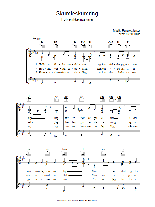 René A. Jensen Skumleskumring sheet music notes and chords. Download Printable PDF.