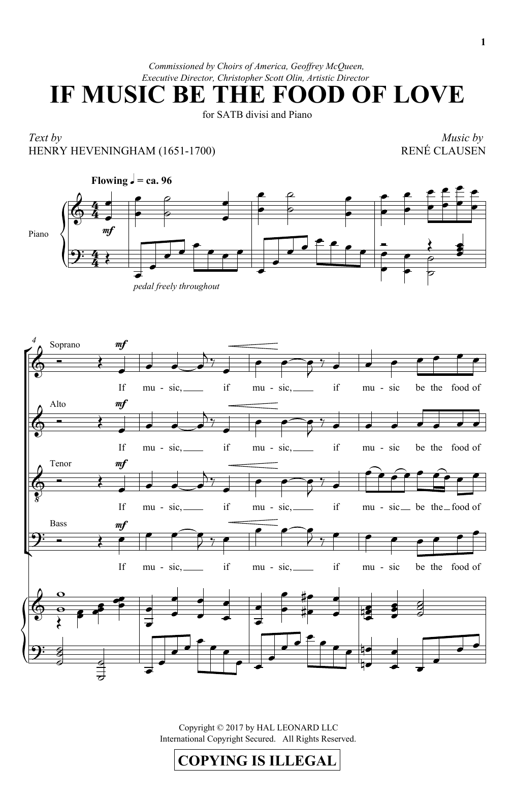Learn to play Rene Clausen If Music Be The Food Of Love sheet music for SATB Choir in minutes. Price: 3.9900$ Rene Clausen If Music Be The Food Of Love sheet music notes and chords arranged for SATB Choir