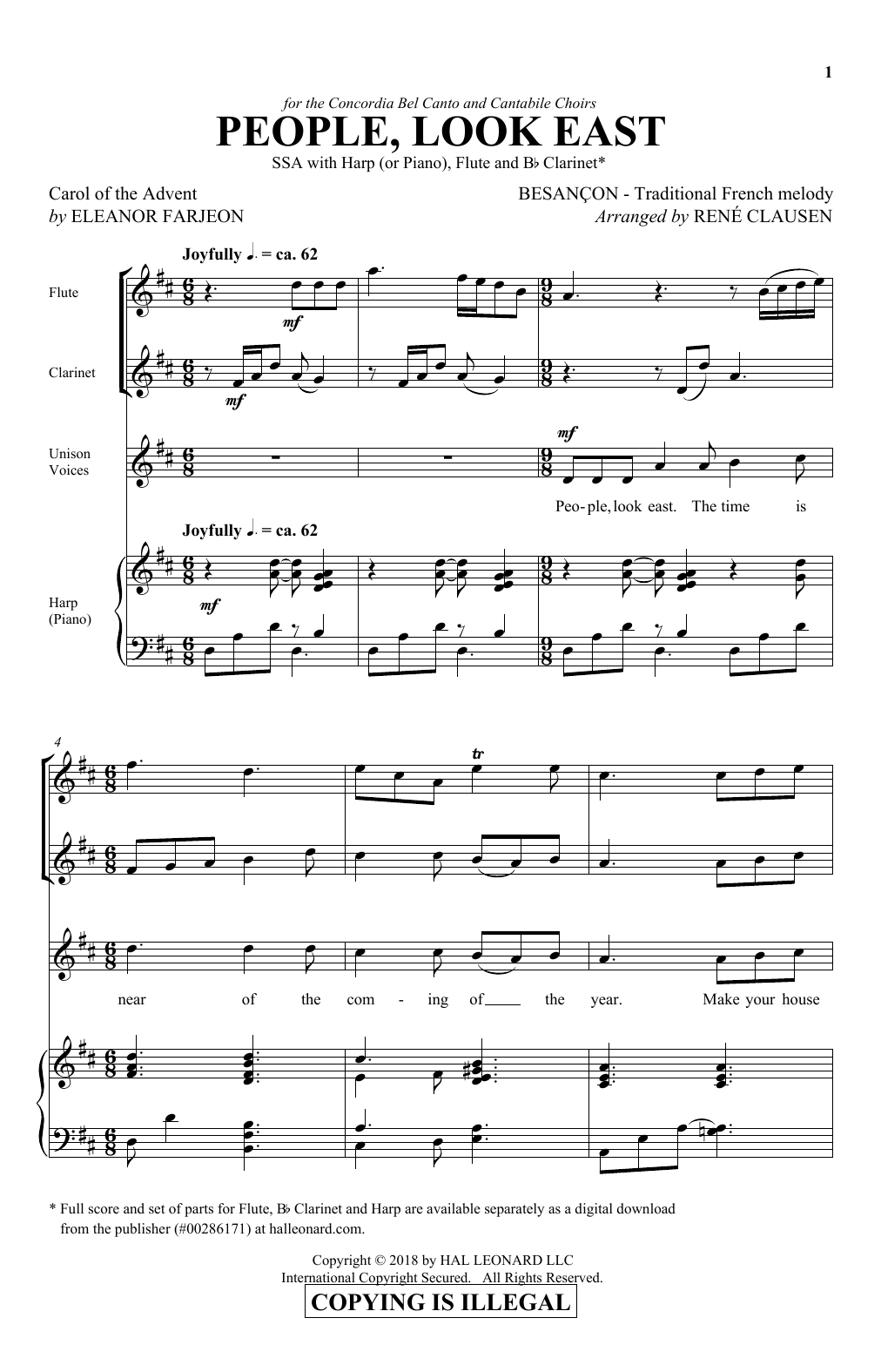 Rene Clausen People, Look East sheet music notes and chords. Download Printable PDF.