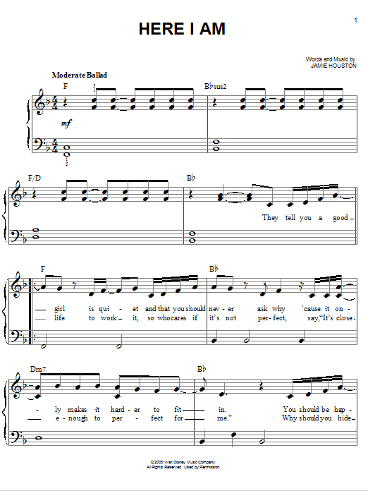 Renee Sandstrom Here I Am sheet music notes and chords. Download Printable PDF.