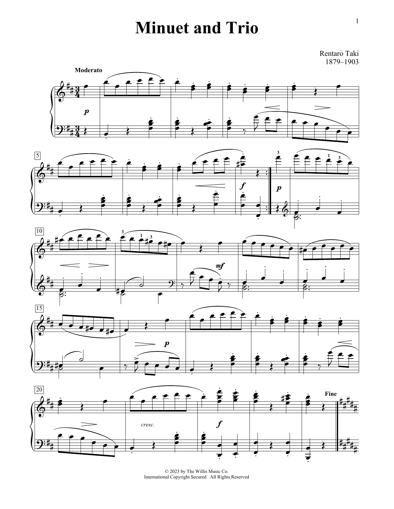 Rentaro Taki Minuet And Trio sheet music notes and chords. Download Printable PDF.